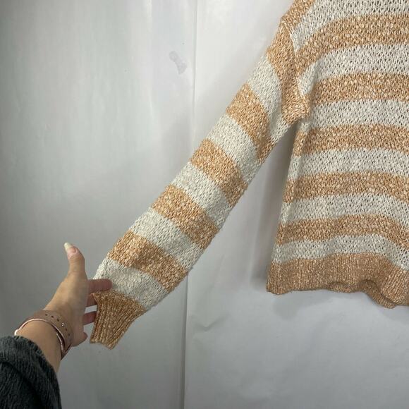 Madewell Baez Camel Beige Stripe Pullover Long Sleeve Sweater NWOT Size XS - Picture 7 of 10
